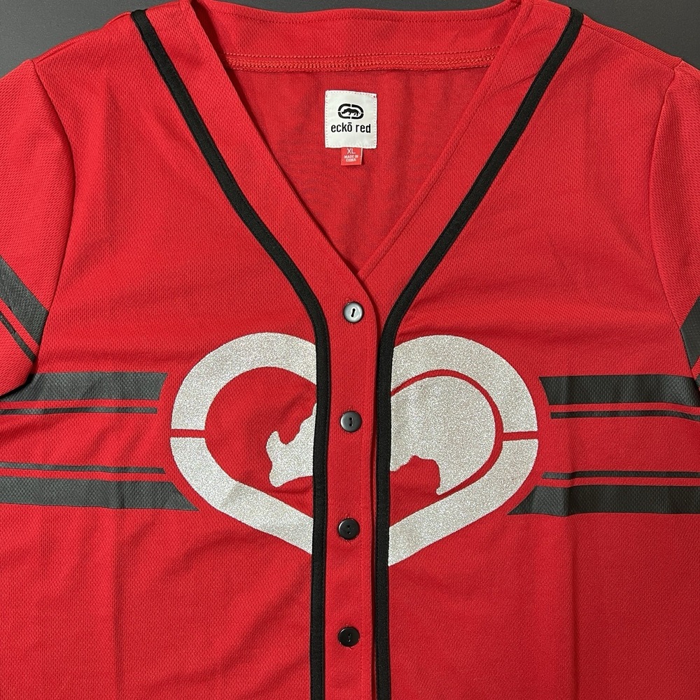 Vintage Ecko Red Jersey Women's XL Red Y2K Athletic Dopamine‎ Sporty
